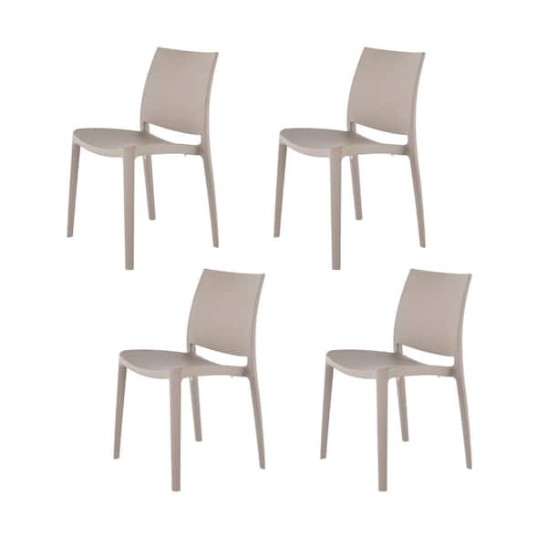 Lagoon Sensilla Grey Stackable Resin Outdoor Dining Chair (4-Pack)