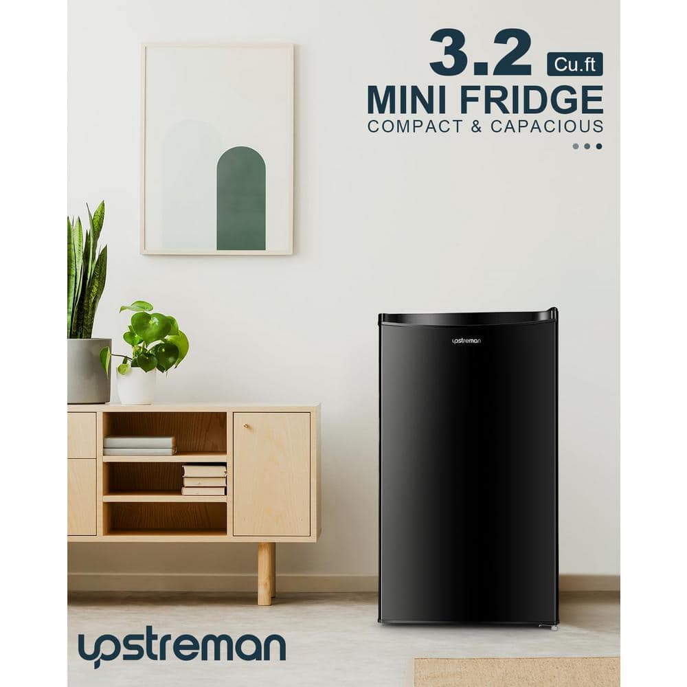 Glossy Black Compact Single Door Mini Refrigerator with Freezer