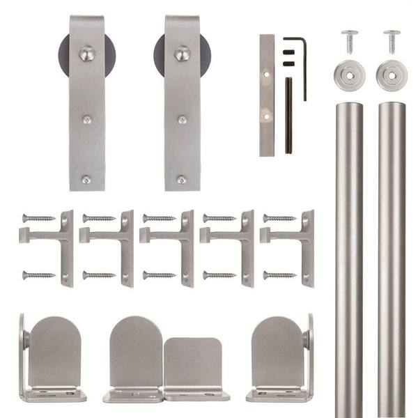 Quiet Glide Hook Hardware Satin Nickel Rolling Door Hardware Kit for 1-1/2 in. to 2-1/4 in. Door