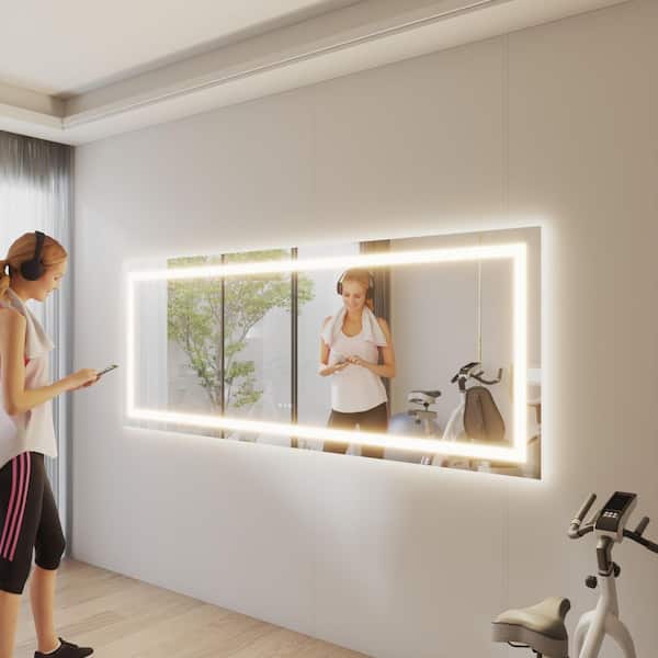 36 in. W x 96 in. H Wall-Mounted Full-length Mirror LED Light Full Body Mirror