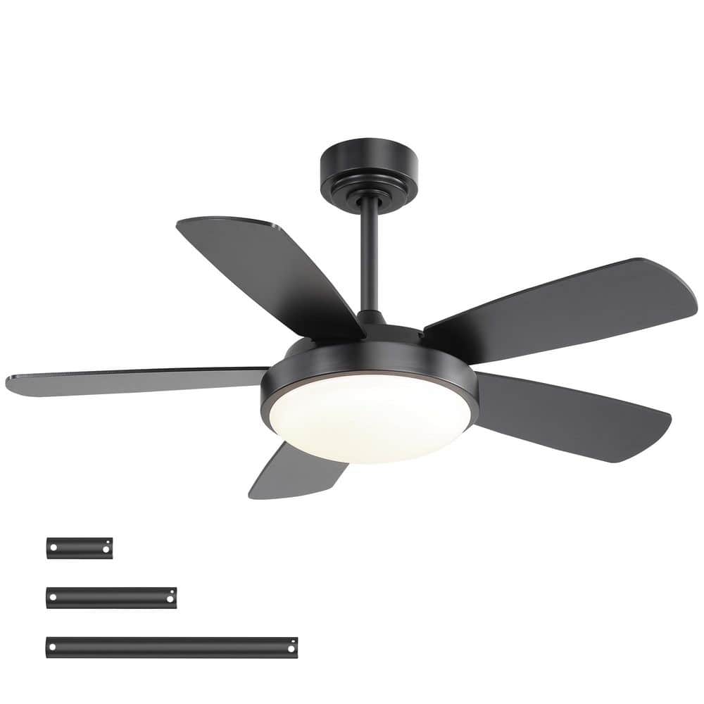 42 in. Indoor Black Ceiling Fan with Lights with Remote Control, 3-ABS Blad