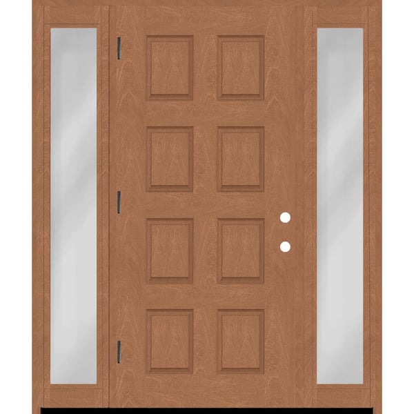 Regency 68 in. x 80 in. 8-Panel RHOS AutumnWheat Stain Mahogany Fiberglass Prehung Front Door w/Dbl 14in.Sidelites