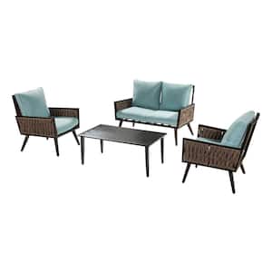 Lapita 47 in. 4-Piece Brown Sofa Seating Group with Cushions Sofa