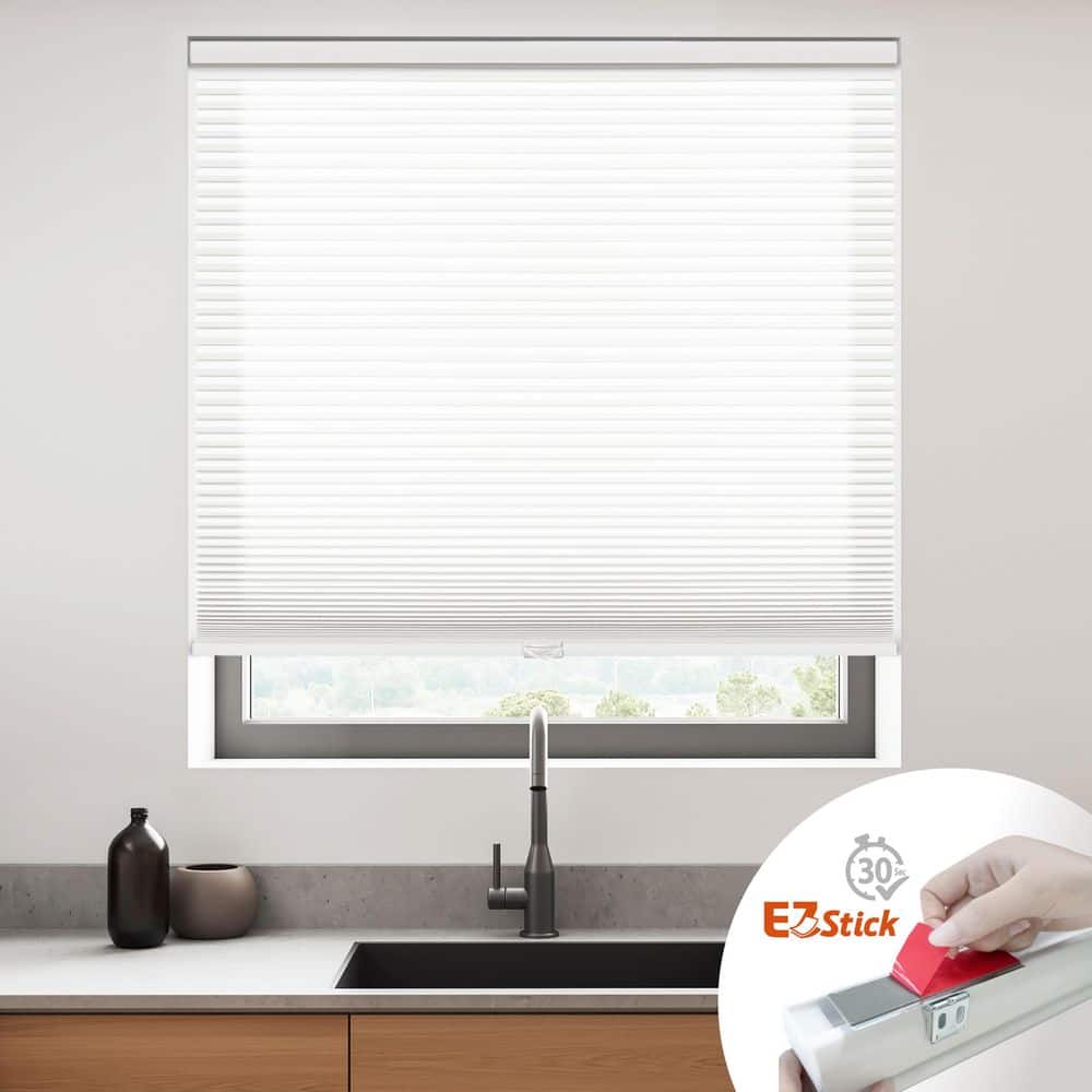 White Cordless Light Filtering EZ Stick No Tools No Drill Polyester Cellular Shades-21 in. W x 48 in. L price history on PriceWatchPro