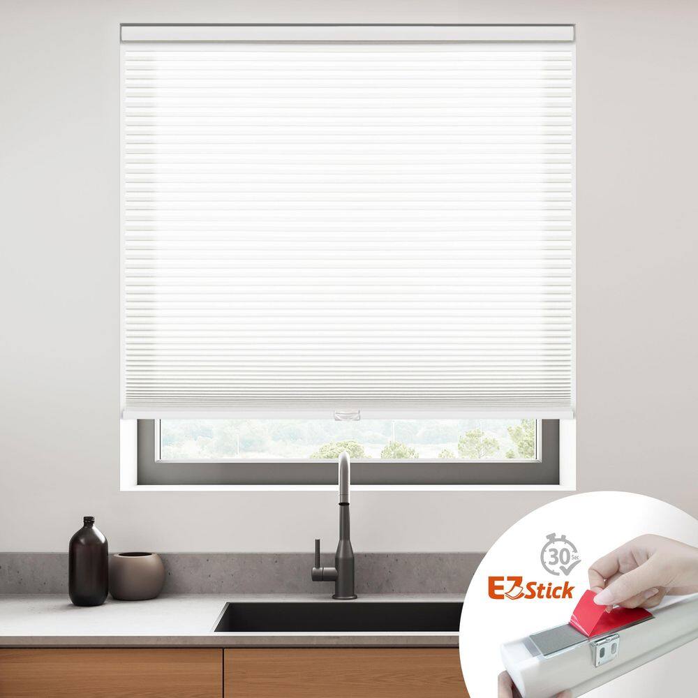 White Cordless Light Filtering EZ Stick No Tools No Drill Polyester Cellular Shades-31.5 in. W x 48 in. L price history on PriceWatchPro
