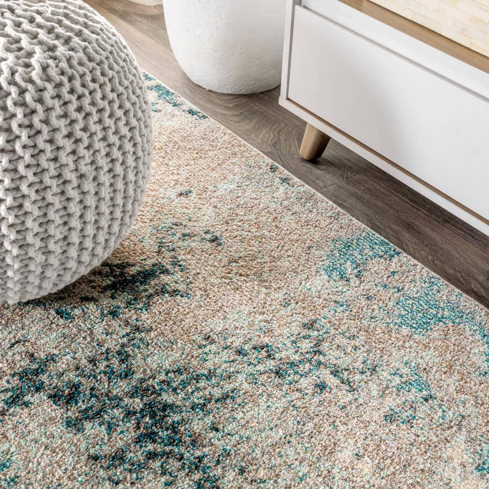 Contemporary Blue and Gray Abstract 5x8 Area Rug