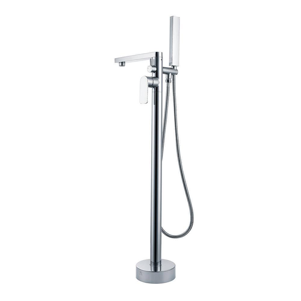 Chrome Freestanding Tub Filler with Lever Handle