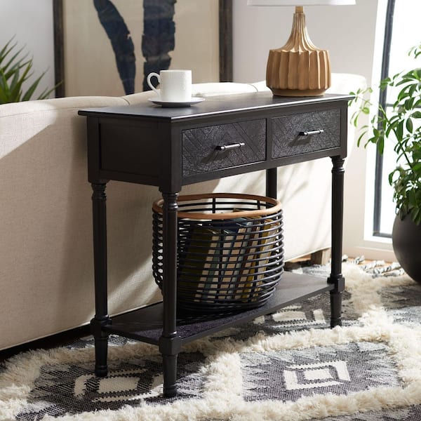 SAFAVIEH Peyton 35.5 in. 2-Drawer Black Console Table