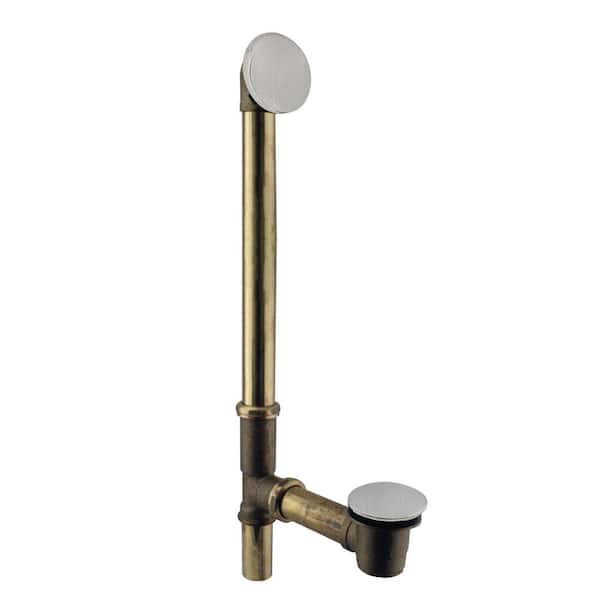 Westbrass 22 in. Brass Bath Waste in Satin Nickel