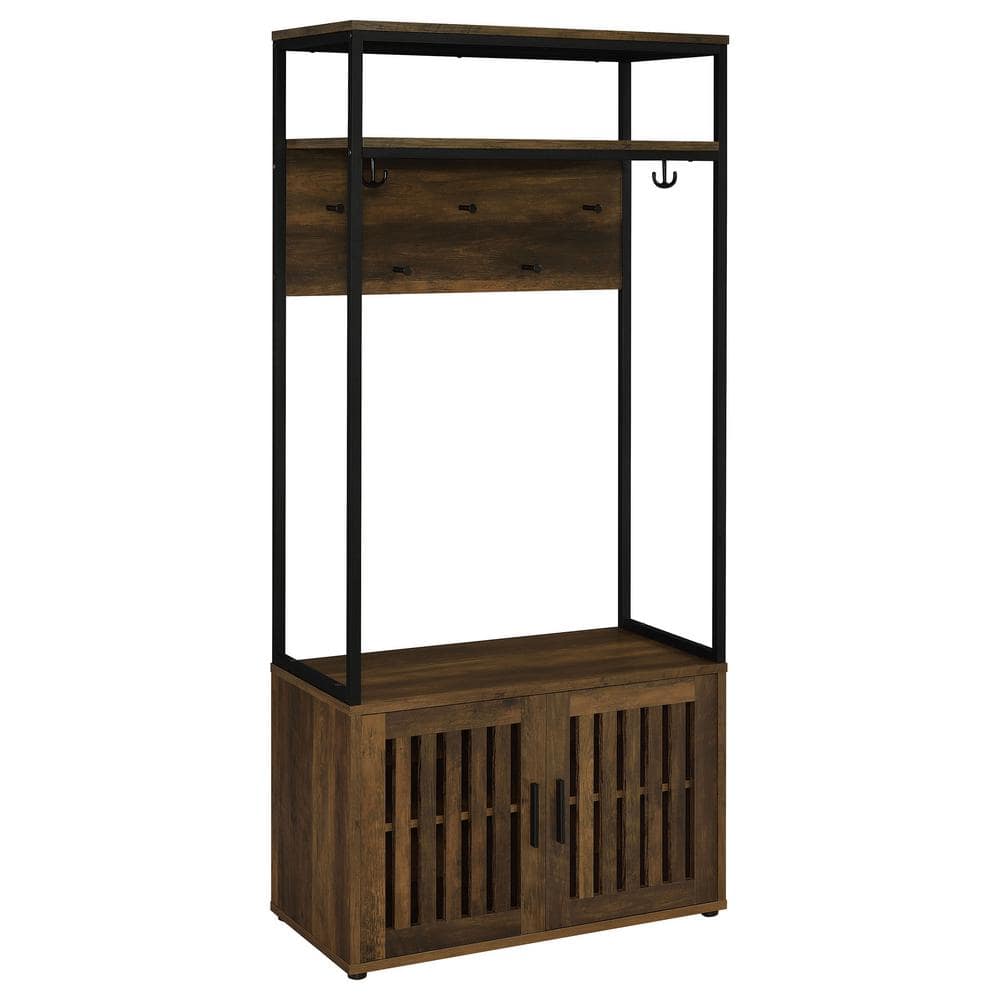 Coaster Quincy Dark Pine and Black 2-Door Engineered Wood Hall Tree