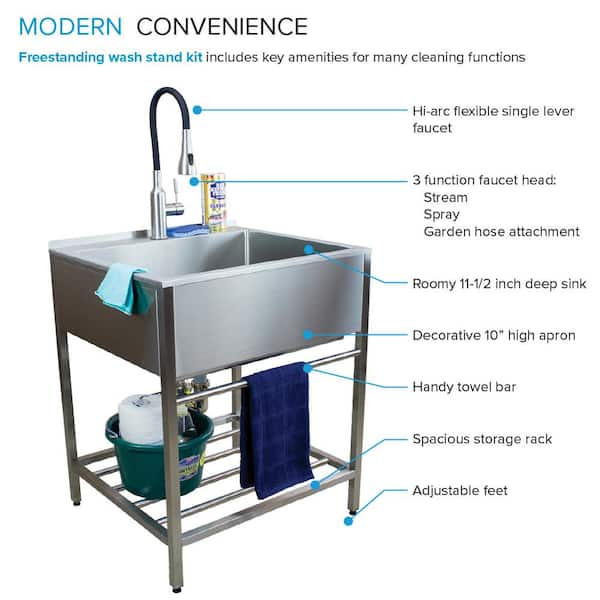 Transolid 29-in x 25.5-in 1-Basin White Freestanding Laundry Sink