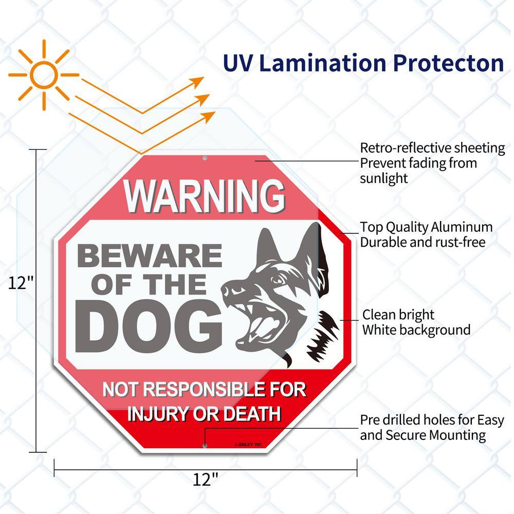 Beware of the Dog, No Responsible for Injury or Death Aluminum Warning Dog Sign