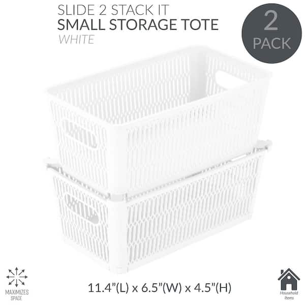 Simplify Slide 2 Stack It Storage Tote Baskets in Grey