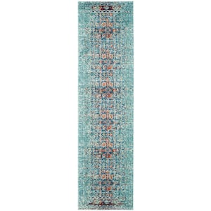 Monaco Blue/Multi 2 ft. x 16 ft. Geometric Runner Rug