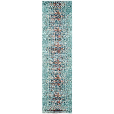 SAFAVIEH Monaco Blue/Light Gray 8 ft. x 10 ft. Border Area Rug MNC255M ...