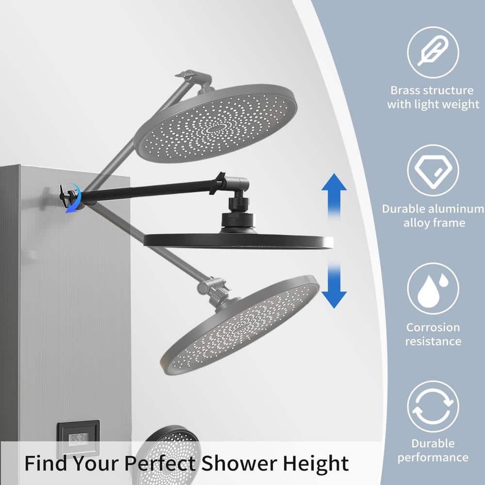 Nickel Black Stainless Steel Shower Panel with Adjustable Head