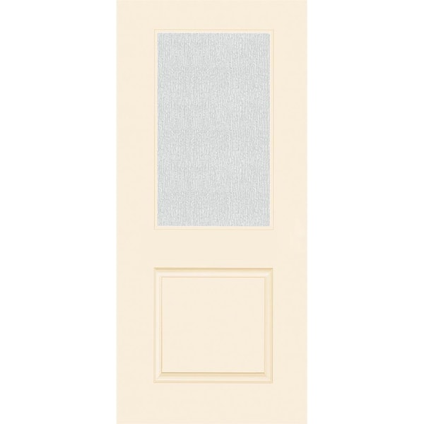 Legacy 36 in. x 80 in. Universal Handing 1/2 Lite Rain Glass Primed Linen Finish Fiberglass Front Door Slab
