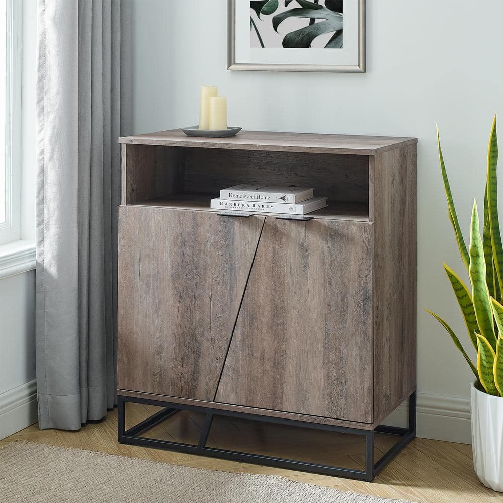 Welwick Designs Grey Wash Wood and Metal Contemporary Asymmetrical 2 ...