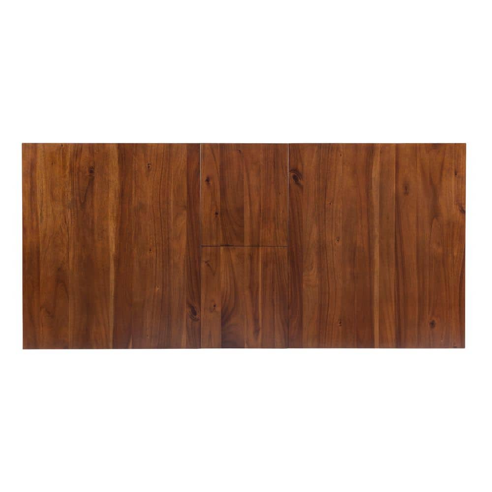 Dark Hazelnut Extendable Wood Dining Table with Cross Legs