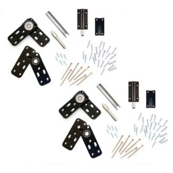 French Pivot Double Hinge Door Flush Mount Bookcase Hardware Kit for Murphy Doors with Removable Pin