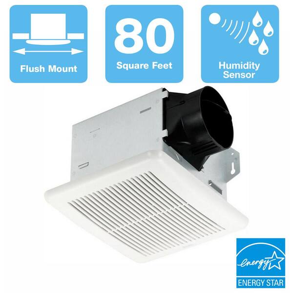 Delta Breez Integrity Series 80 CFM Ceiling Bathroom Exhaust Fan with Adjustable Humidity Sensor, ENERGY STAR