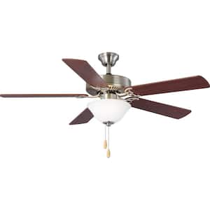 AirPro 52 in. Indoor Brushed Nickel Traditional Ceiling Fan with 3000K Light Bulbs Included with Remote for Living Room
