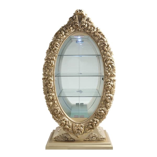 Acme Furniture Seville Gold Curio with 3-Tier Glass Shelf