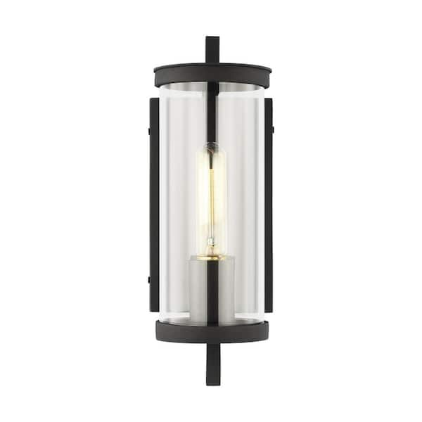 Generation Lighting Eastham 4.625 in. W x 12.5 in. H Textured Black Outdoor Hardwired Extra Small Wall Lantern Sconce with No Bulbs Included