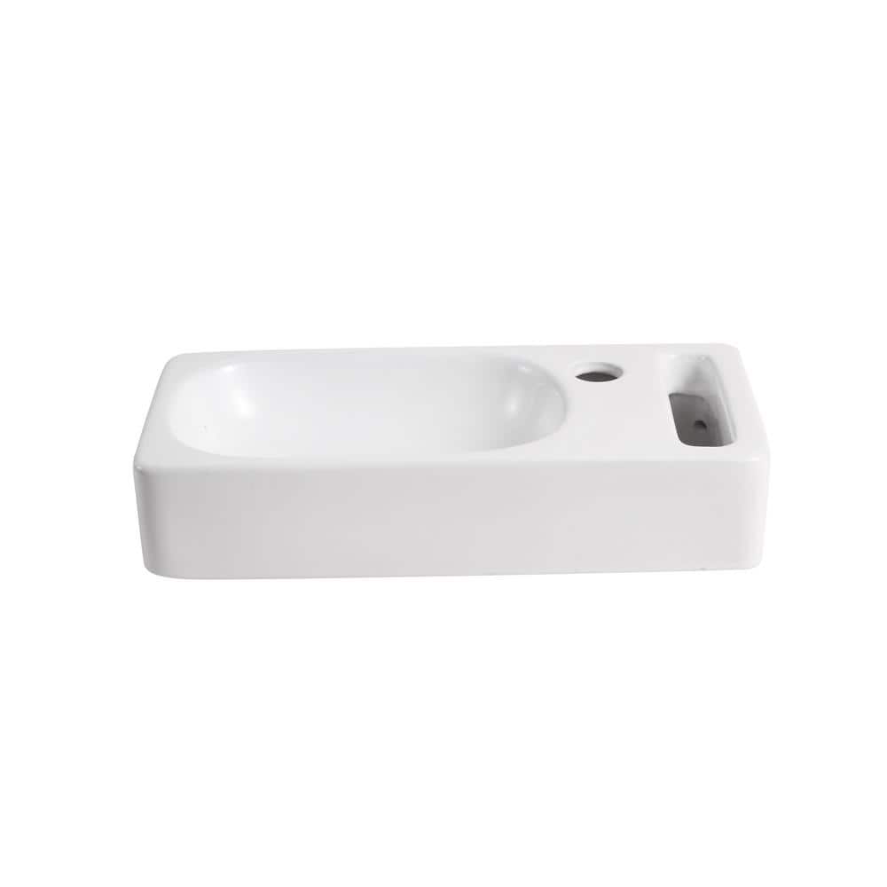 Elanti 8.63'' White Ceramic Rectangular Wall-Mount Bathroom Sink