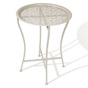 Metal Outdoor Side Tables Foldable Stand with Removable Daisy Pattern Top Tray