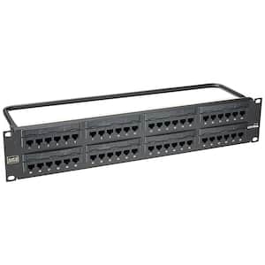 48-Port eXtreme Cat 6+ Flat 110-Style 2RU Patch Panel with Cable Management Bar, Black