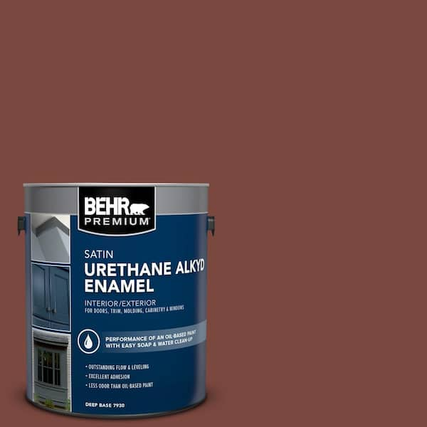 BEHR PREMIUM 1 gal. #S150-7 Fire Roasted Urethane Alkyd Satin Enamel Interior/Exterior Paint