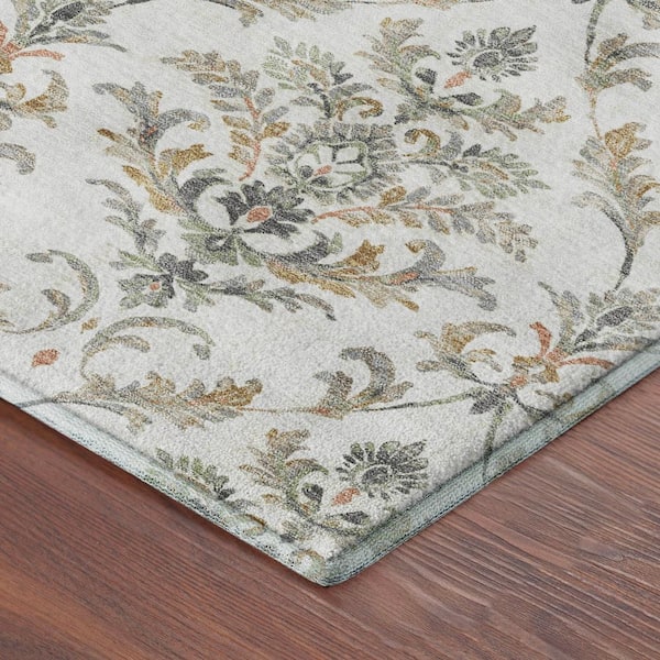 Mayfield Premium Machine Washable Abstract AMF2325 Ivory 3 ft. x 5 ft. Area Rug