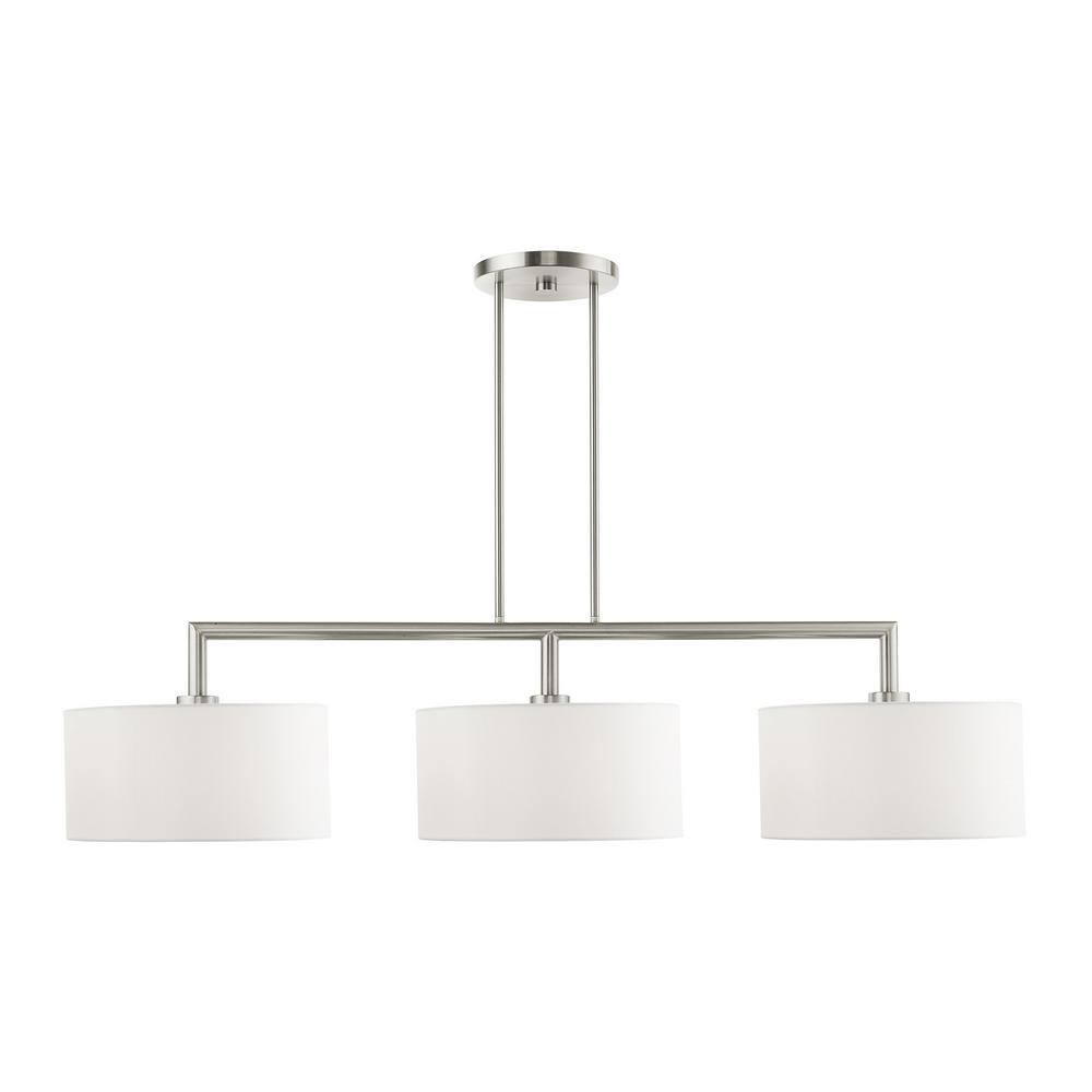 Sleek Brushed Nickel 3-Light Linear Drum Chandelier