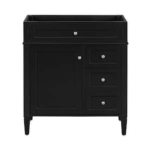 30 in. W x 18 in. D x 32 in. H Bath Vanity Cabinet without Top in Black with 2-Drawers and Tip-out Drawer, Cabinet Only