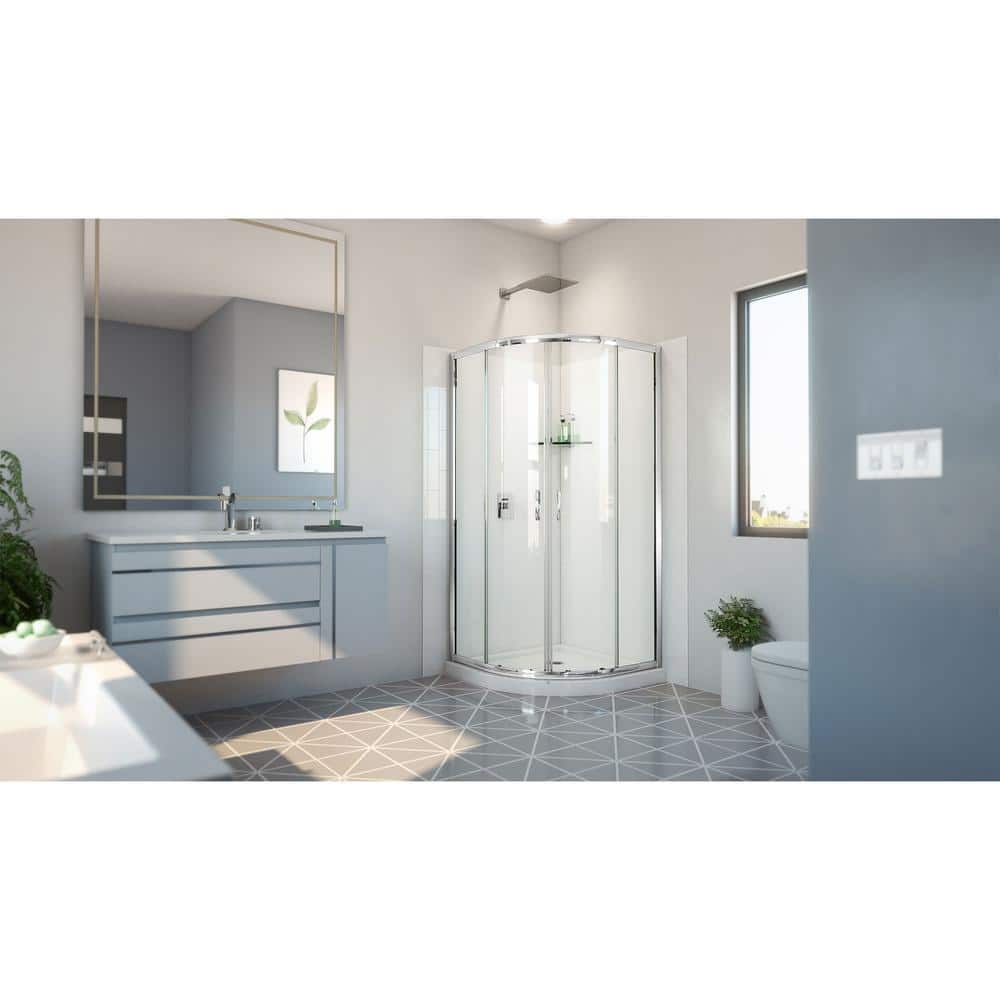 Prime 36" x 36" Chrome and Clear Glass Shower Enclosure