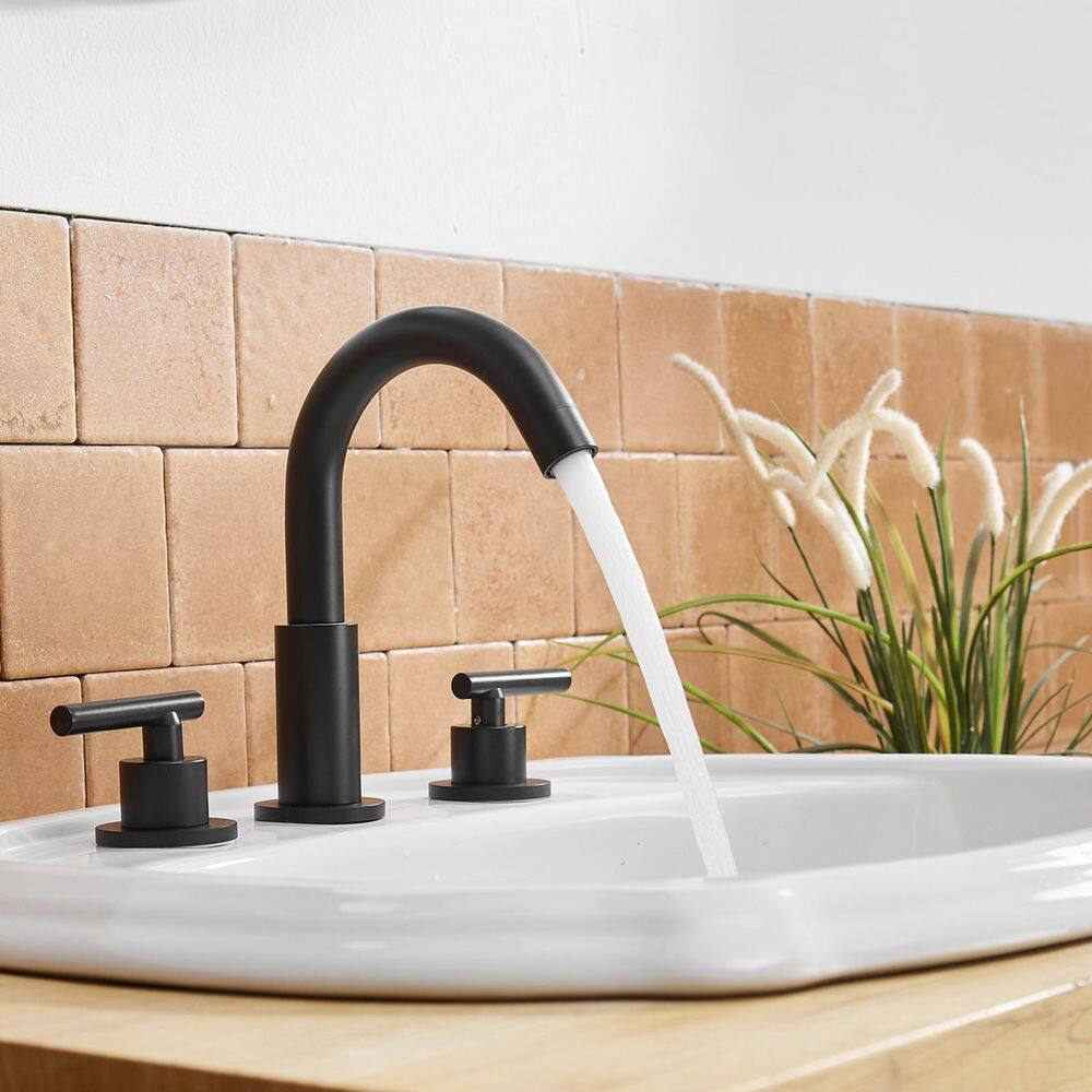 Matte Black 8-Inch Widespread Double Handle Bathroom Faucet
