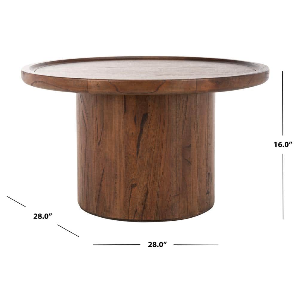 Transitional Dark Brown Round Wood Coffee Table - 28" Diameter