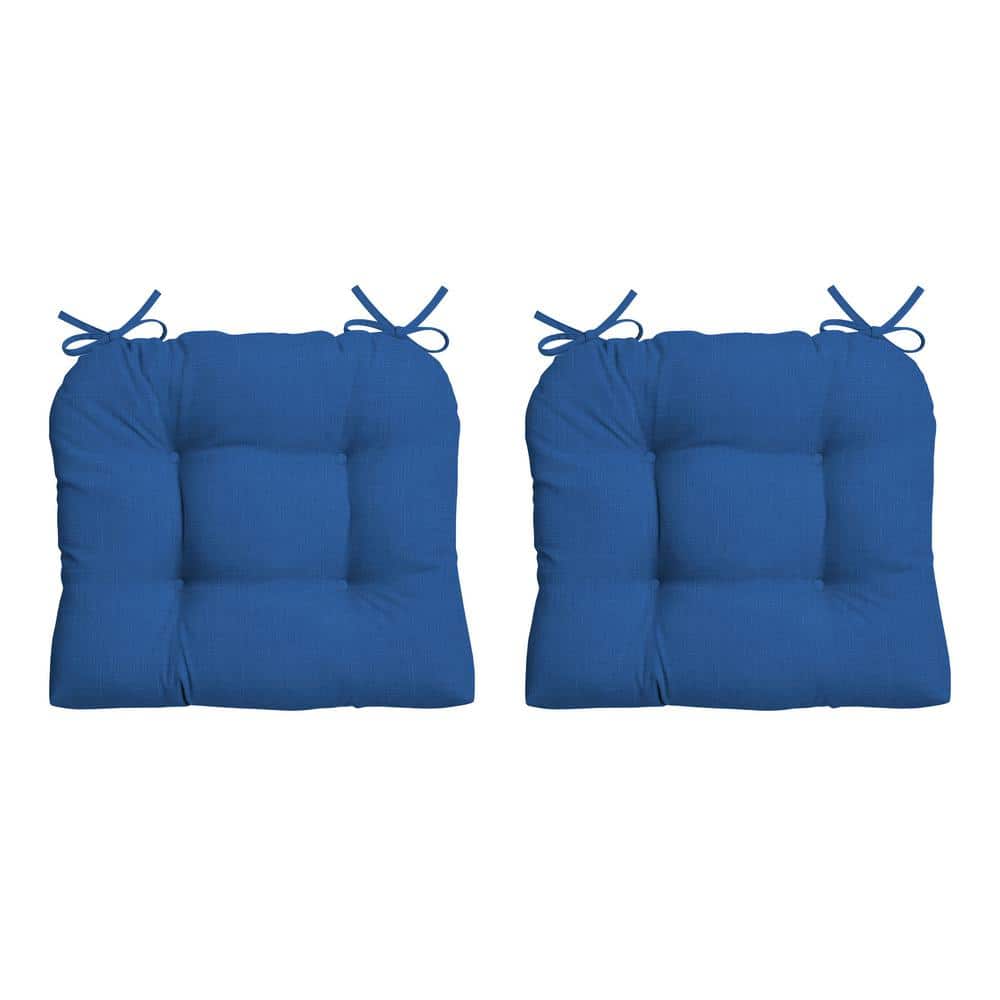 Cobalt Blue Polyester Outdoor Wicker Chair Cushion Set