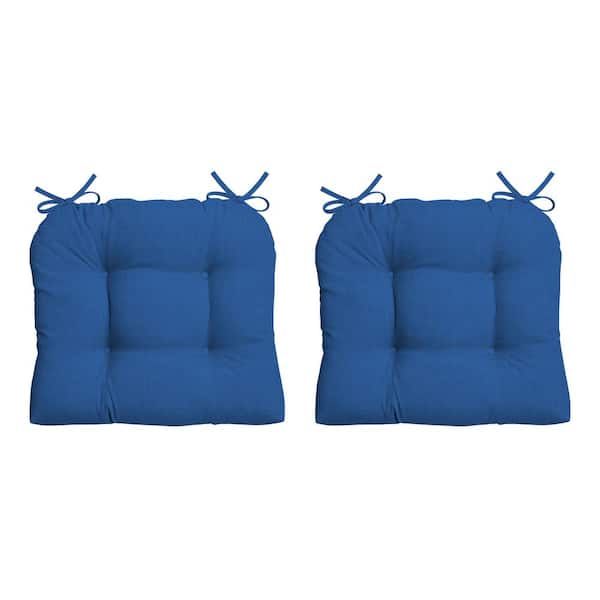 ARDEN 18 in. x 20 in. Cobalt Blue Texture Rectangle Wicker Seat Cushion (2-Pack)