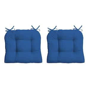 18 in. x 20 in. Cobalt Blue Texture Rectangle Wicker Seat Cushion (2-Pack)