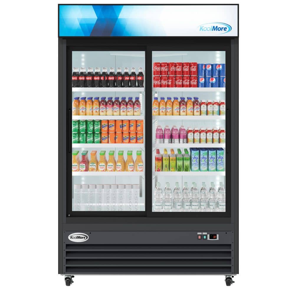 53 in. 45 cu. ft. Commercial 2-Glass Door Merchandiser Refrigerator in Black