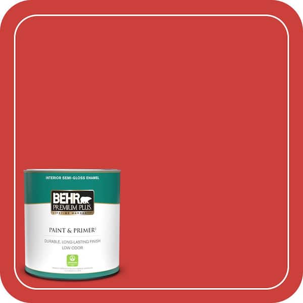 BEHR PREMIUM PLUS 1 qt. #S-G-180 Grenadine Semi-Gloss Enamel Low Odor Interior Paint & Primer