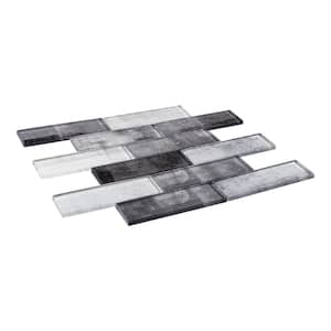 Migdal Ness Gray/Light Gray 11.75 in. x 12 in. Smooth Glass Mosaic Wall Tile (4.9 sq. ft./Case)