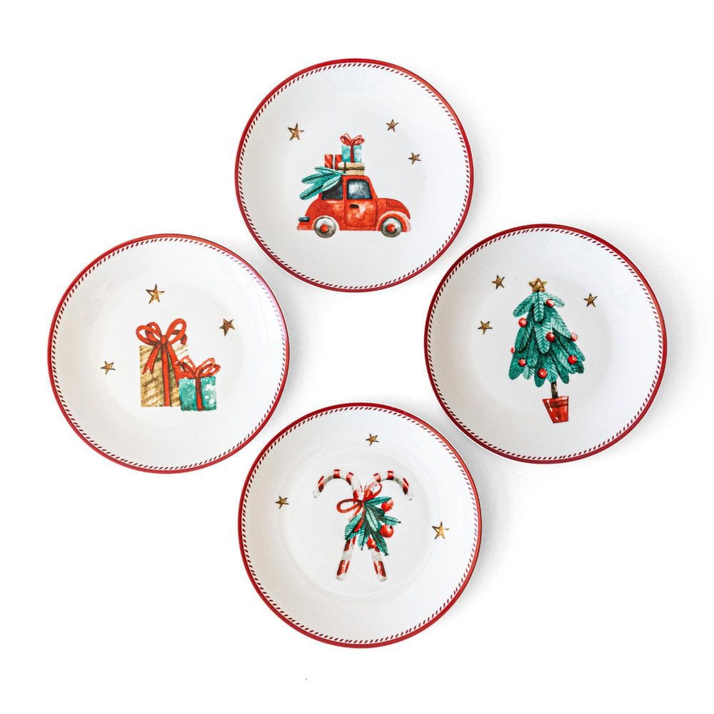 Over and Back Assorted Holiday Appetizer Plates (Set of 4) 936106 The