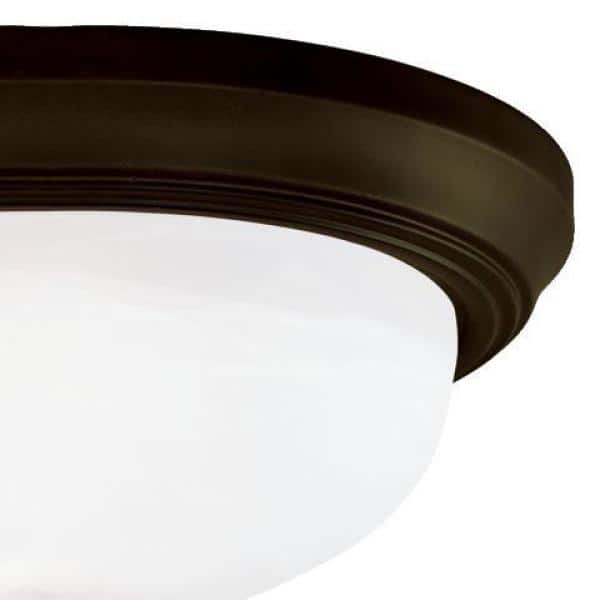 Elegant Bronze & Frosted Glass 13" Flush Mount Ceiling Light