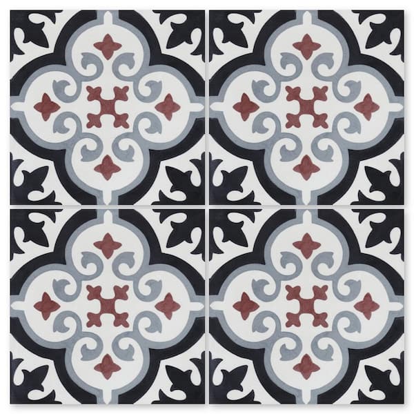 Villa Lagoon Tile Fiore E Winter Multicolor/Matte 8 in. x 8 in. Cement Handmade Floor and Wall Tile (Box of 8/3.45 sq. ft.)