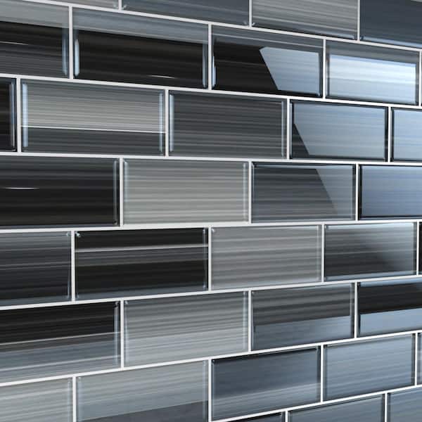Late Night Glass Tile for Kitchen Backsplash and Showers - 3 in. x 6 in. Tile Sample