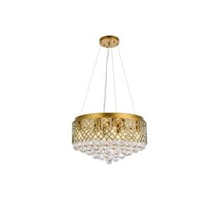 Home Living 40-Watt 8-Light Brass Pendant-Light with Metal Shade, No Bulbs Included