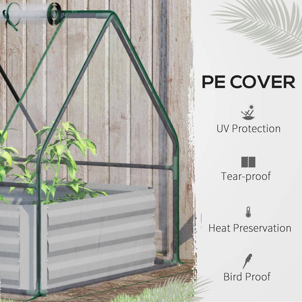4 ft. x 3 ft. Galvanized Steel Raised Garden Bed with Clear PVC Greenhouse Cover